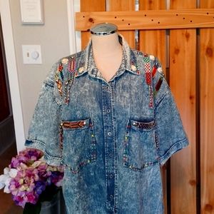 Vintage Wearable Art Denim Top